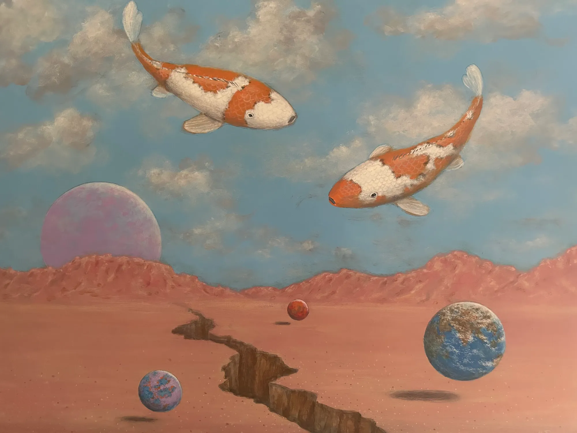 Two Flying Koi by Michael Scott