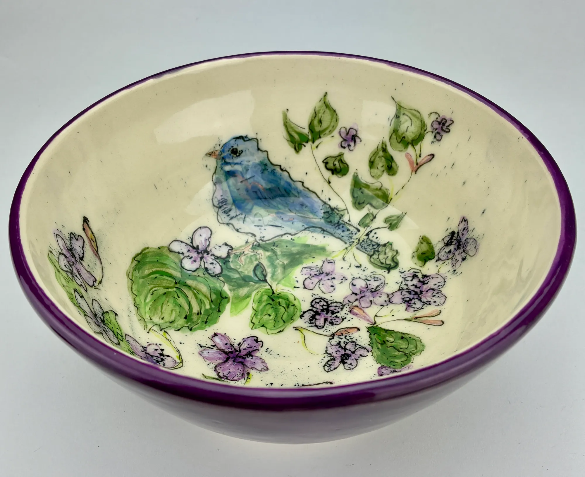 Bluebird w/ Violets by Lynne Molner
