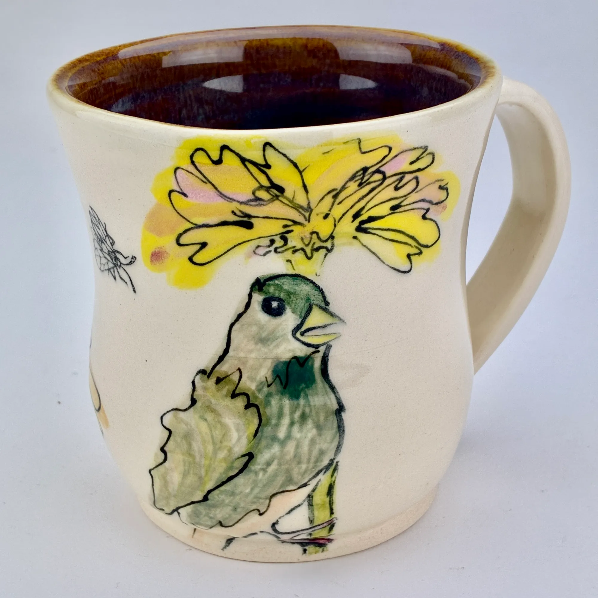 Green Bird w/ Yellow Daisey by Lynne Molner