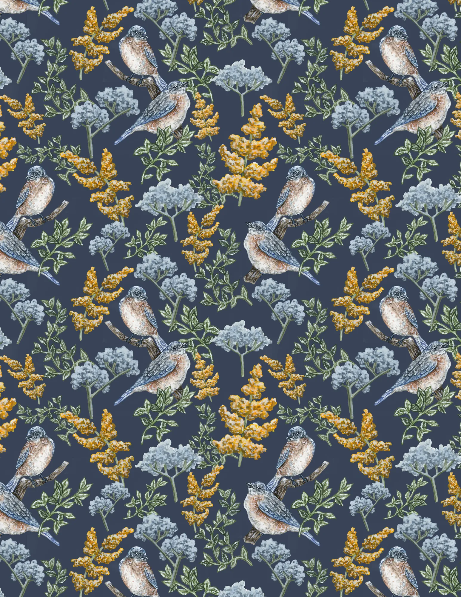 Female Bluebirds Pattern by Hailey Hagan